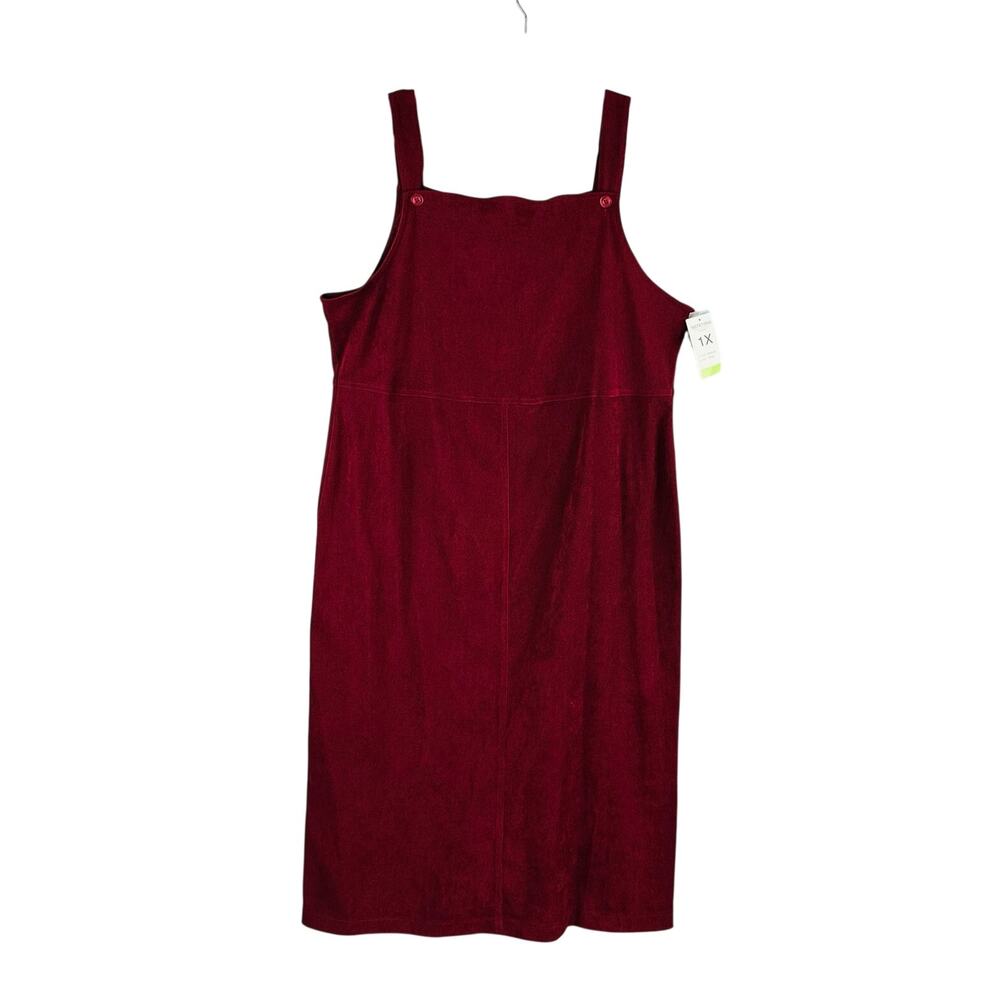 New Notations Womans Sz 1X Dress Apron Maroon Stretch‎ Vintage Modest NWT